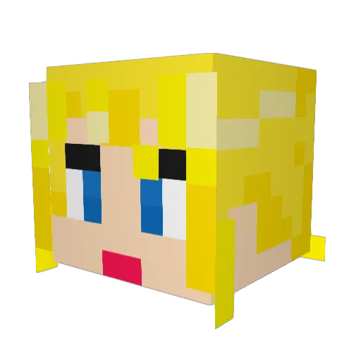 Merimofu Minecraft avatar head, 3D render