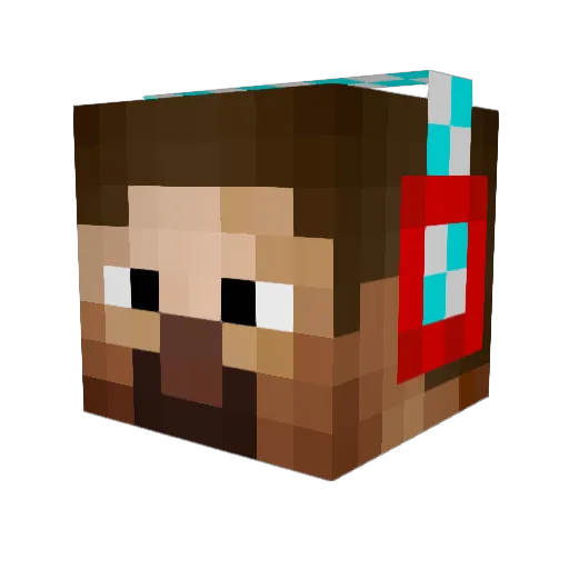 Merlinmo Minecraft avatar head, 3D render
