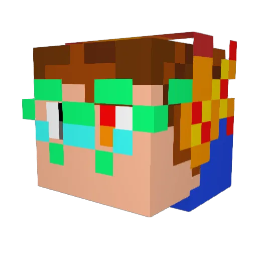 Metzzza Minecraft avatar head, 3D render