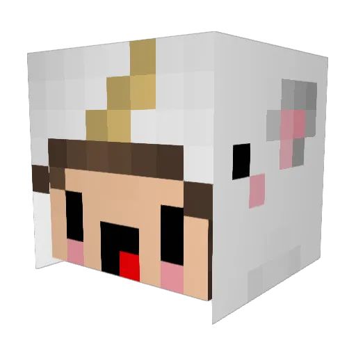MewTwoAufCrack Minecraft avatar head, 3D render