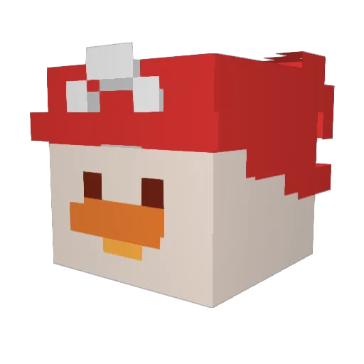 Mewfle Minecraft avatar head, 3D render
