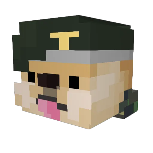 Mewgy Minecraft avatar head, 3D render