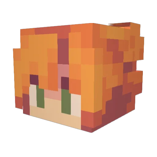 Mewloww Minecraft avatar head, 3D render
