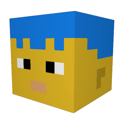 MiJaMu Minecraft avatar head, 3D render