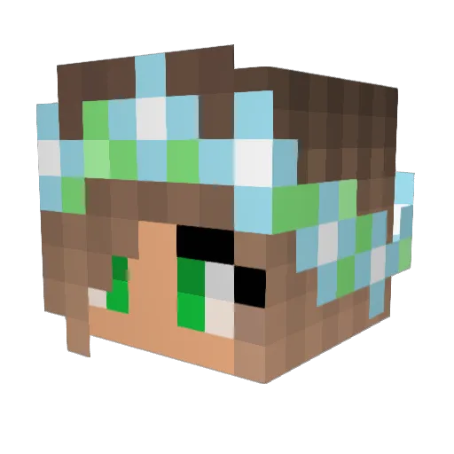 Mieqcx Minecraft avatar head, 3D render