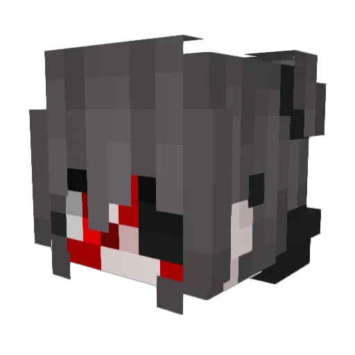 MikiHajima_ Minecraft avatar head, 3D render