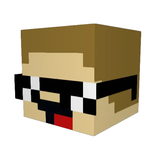 MikkNoob Minecraft avatar head, 3D render