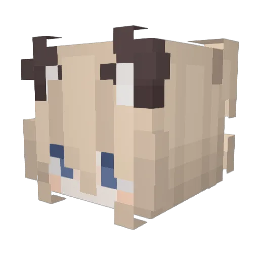 MikomiCat Minecraft avatar head, 3D render