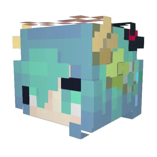 MikuBlu_ Minecraft avatar head, 3D render
