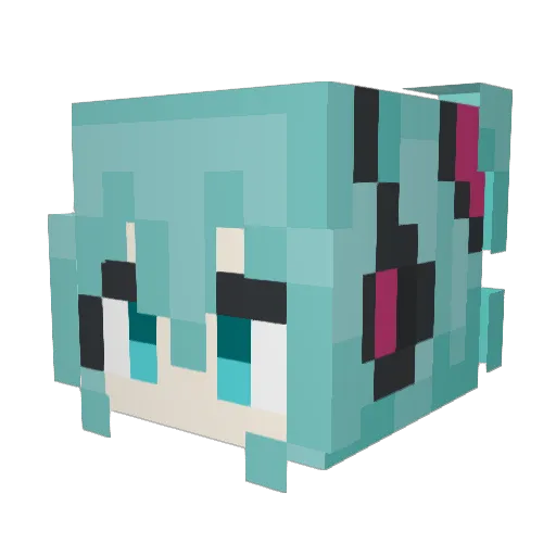 MikuLizard Minecraft avatar head, 3D render