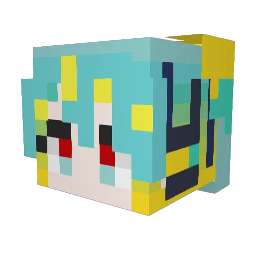 Miku_Kawai01 Minecraft avatar head, 3D render