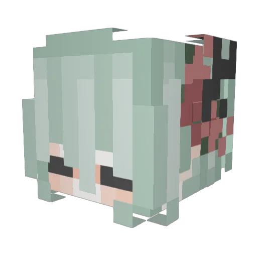 MikumoAkatani Minecraft avatar head, 3D render