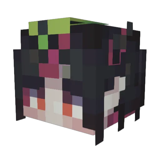 Milawaifu Minecraft avatar head, 3D render