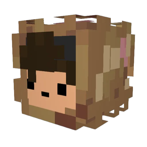 MilkFungi Minecraft avatar head, 3D render