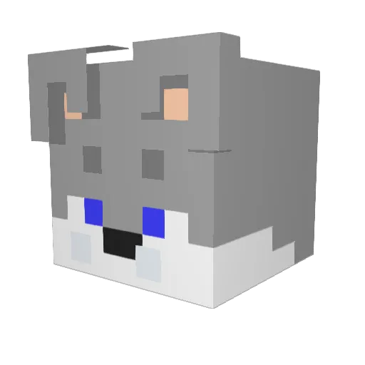 MiloHusky Minecraft avatar head, 3D render