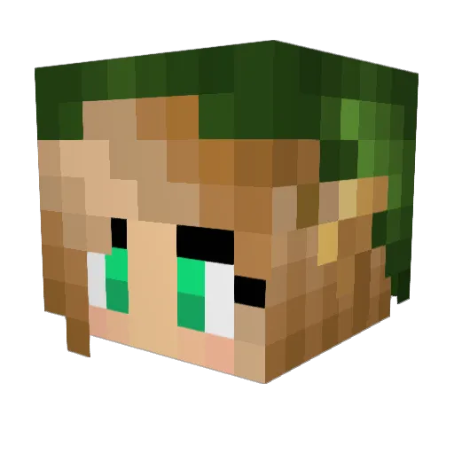 Milouna Minecraft avatar head, 3D render