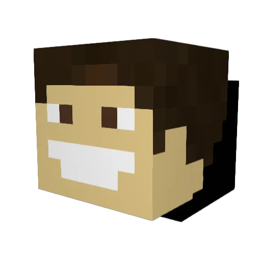 MineUlub Minecraft avatar head, 3D render