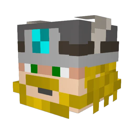 Miner9er Minecraft avatar head, 3D render
