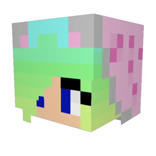 MiniMewMew Minecraft avatar head, 3D render