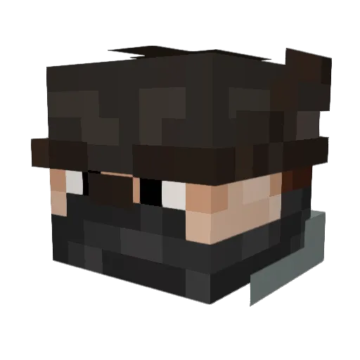 Miniboneless Minecraft avatar head, 3D render
