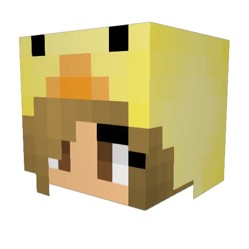 Miniecat Minecraft avatar head, 3D render