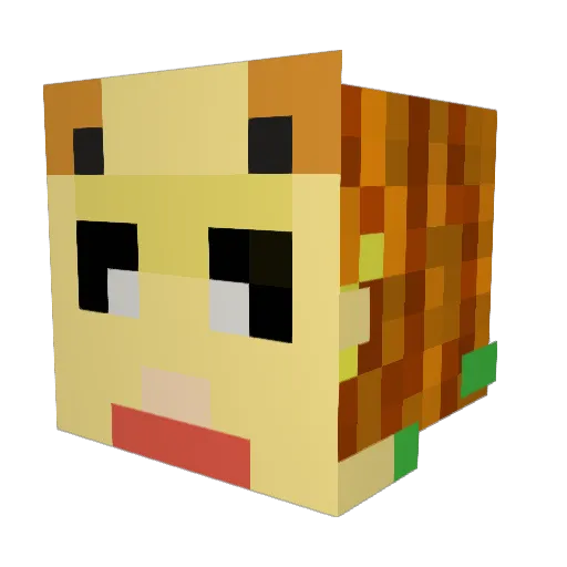 Minielch Minecraft avatar head, 3D render