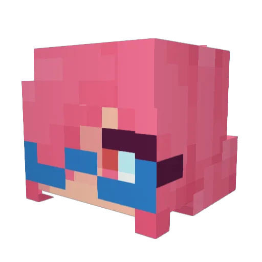 Minshoko Minecraft avatar head, 3D render
