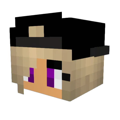 MinusOneSama Minecraft avatar head, 3D render