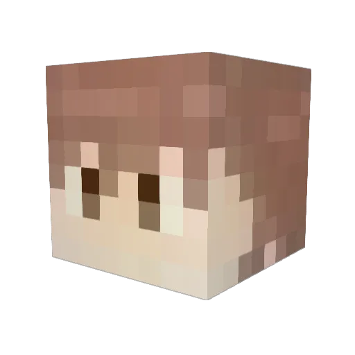 MisakaUnReal Minecraft avatar head, 3D render