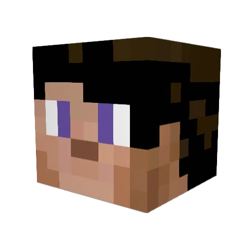 Mnmee Minecraft avatar head, 3D render