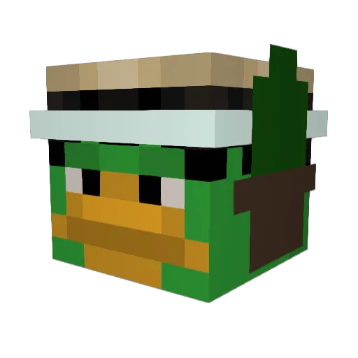 Mokekura Minecraft avatar head, 3D render