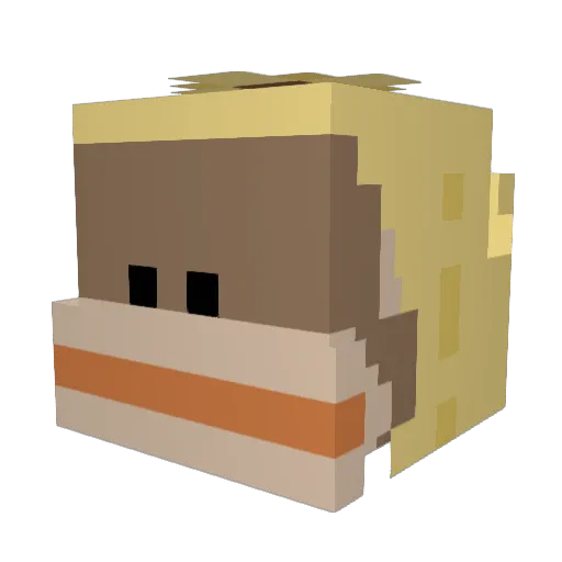 Mondonguin Minecraft avatar head, 3D render