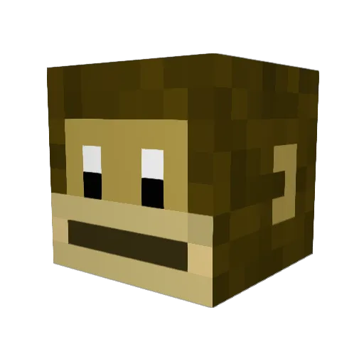 MonkeyJaza Minecraft avatar head, 3D render