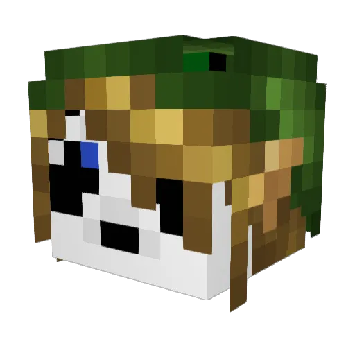 MooCowLime Minecraft avatar head, 3D render