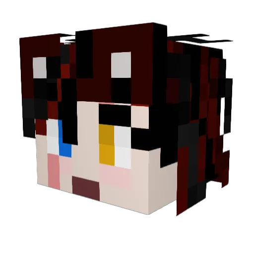 Morkatty Minecraft avatar head, 3D render