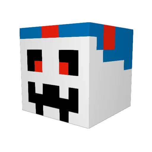 Mornal Minecraft avatar head, 3D render