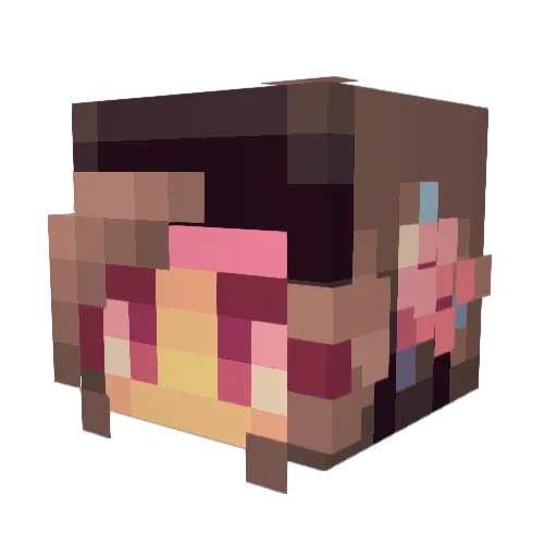 Mortilein Minecraft avatar head, 3D render