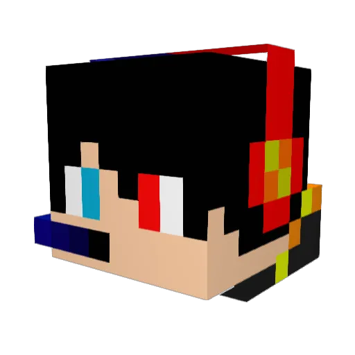 Motokyun Minecraft avatar head, 3D render