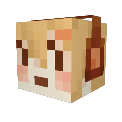 Mousu Minecraft avatar head, 3D render
