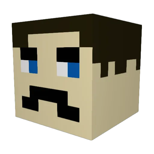 MrMustache1 Minecraft avatar head, 3D render