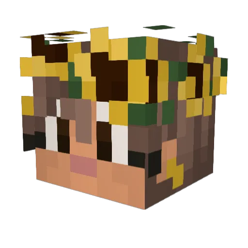MrsStache Minecraft avatar head, 3D render