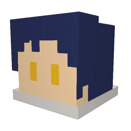 Mryuya Minecraft avatar head, 3D render
