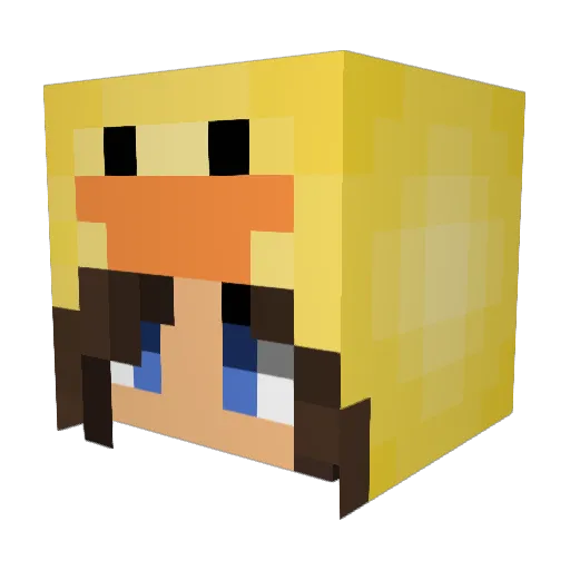 MsDuckling Minecraft avatar head, 3D render