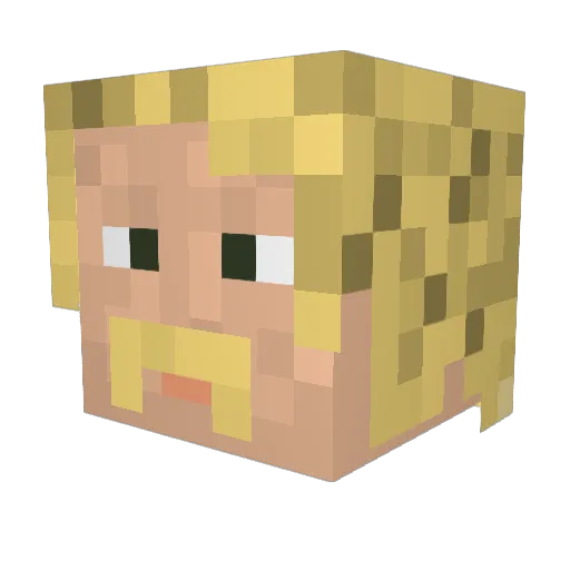 Mubuntu20 Minecraft avatar head, 3D render