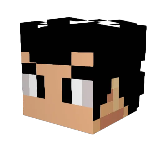 Mustan Minecraft avatar head, 3D render
