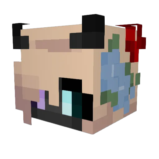 MutedWolfu Minecraft avatar head, 3D render