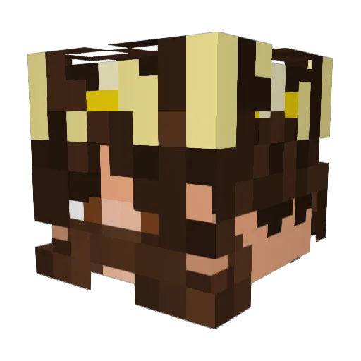 Mutocello Minecraft avatar head, 3D render