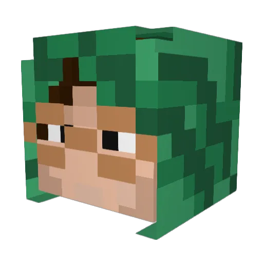 Muttmelon Minecraft avatar head, 3D render