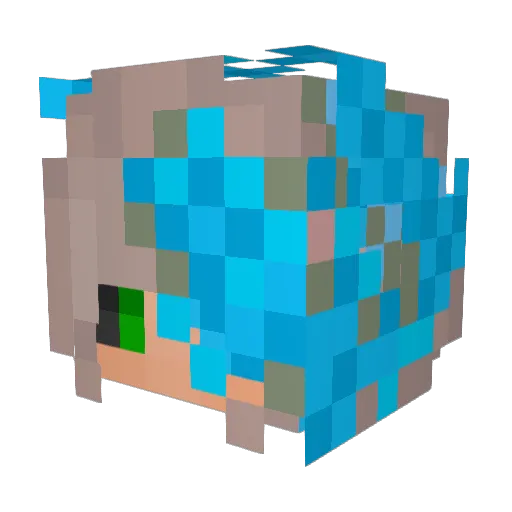 Mychaxou Minecraft avatar head, 3D render