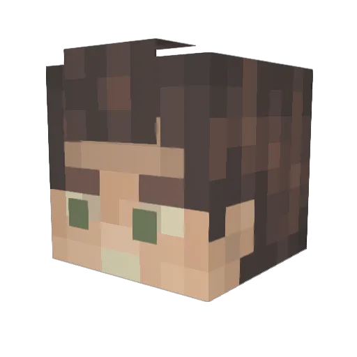 Myrati Minecraft avatar head, 3D render